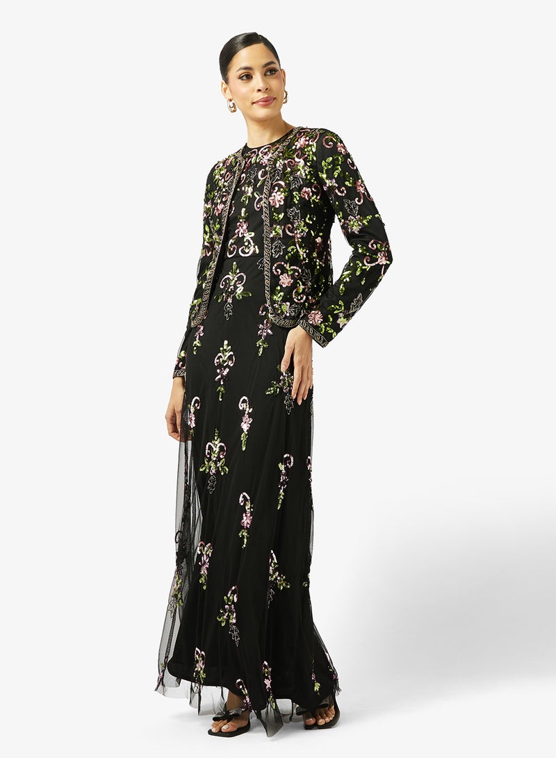 MARYISA Embellished Mesh Detailed Maxi Dress - Image 1